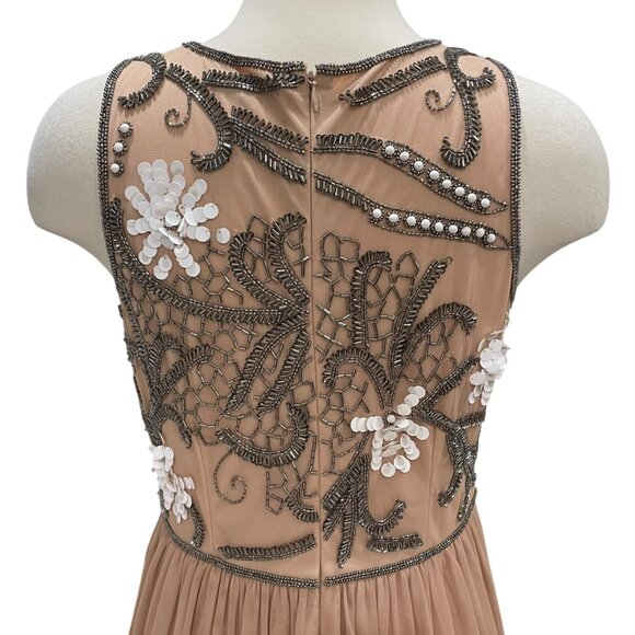 Gianni Bini Embellished Mesh Gown 10 Elegant Evening Beaded Floral HOCO Formal - Picture 6 of 13